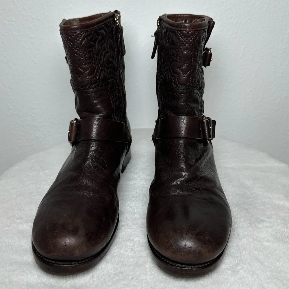 Tory Burch Chrystie Biker Boots Moto Bikercore Quilted Leather